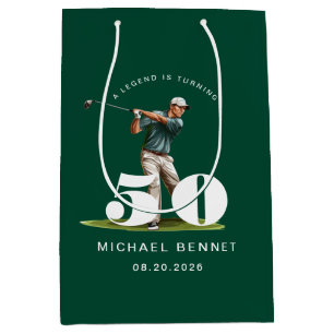 Personalised Green Sports Golf 50th Birthday Medium Gift Bag