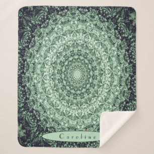 Personalised Green Stone Mandala  Sherpa Blanket