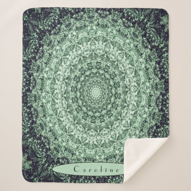 Personalised Green Stone Mandala  Sherpa Blanket (Front)
