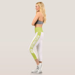 Personalised Green Striped Capri Leggings<br><div class="desc">Add your own text to these funky green and white easy to personalise capri leggings from Ricaso</div>