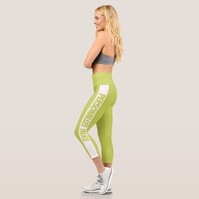 Personalised Green Striped Capri Leggings (Left)