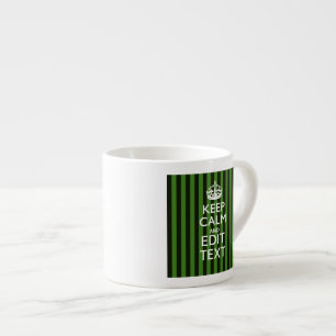 Personalised Green Stripes Keep Calm Your Text Espresso Cup