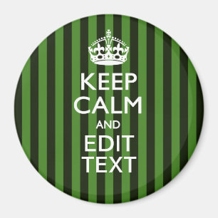 Personalised Green Stripes Keep Calm Your Text Magnet