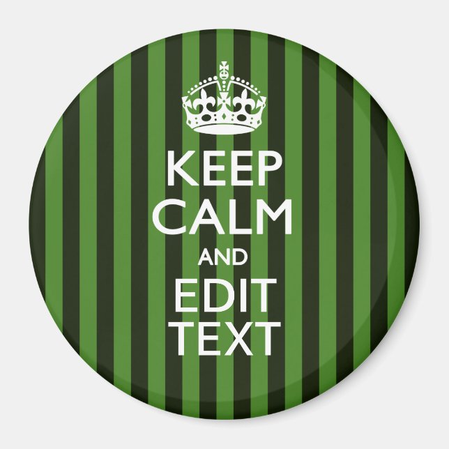 Personalised Green Stripes Keep Calm Your Text Magnet (Front)