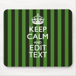 Personalised Green Stripes Keep Calm Your Text Mouse Mat