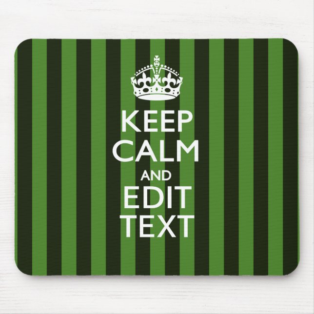 Personalised Green Stripes Keep Calm Your Text Mouse Mat (Front)