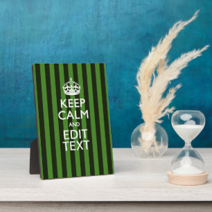 Personalised Green Stripes Keep Calm Your Text Plaque