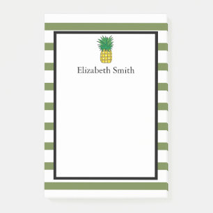 Personalised Green Stripes Pineapple Post-it Notes