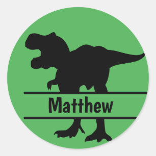 Personalised Green T-Rex Name  Classic Round Sticker