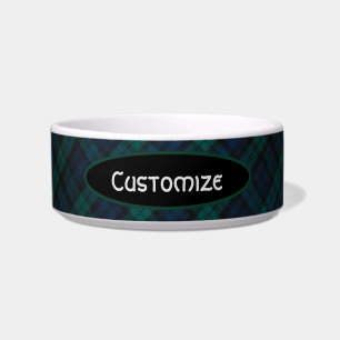 Personalised Green Tartan Pet Bowl