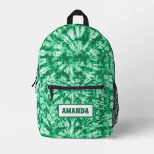 Personalised Green Tie Dye Batik Printed Backpack