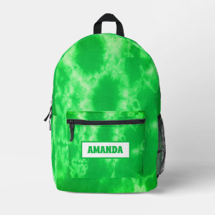 Personalised Green Tie Dye  Printed Backpack