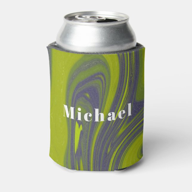 Personalised Green Tie-Dye Wedding Party Favour  Can Cooler (Can Back)