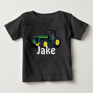 Personalised Green Tractor Baby T-Shirt