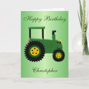 Personalised Green Tractor Birthday Card
