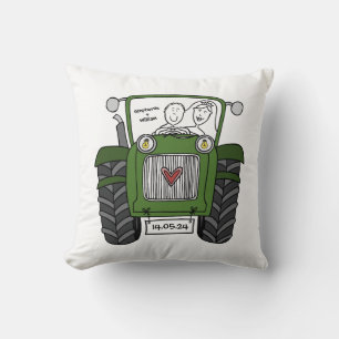 Personalised Green Tractor Country Farm Wedding Cushion
