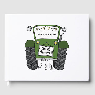 Personalised Green Tractor Country Farm Wedding Guest Book