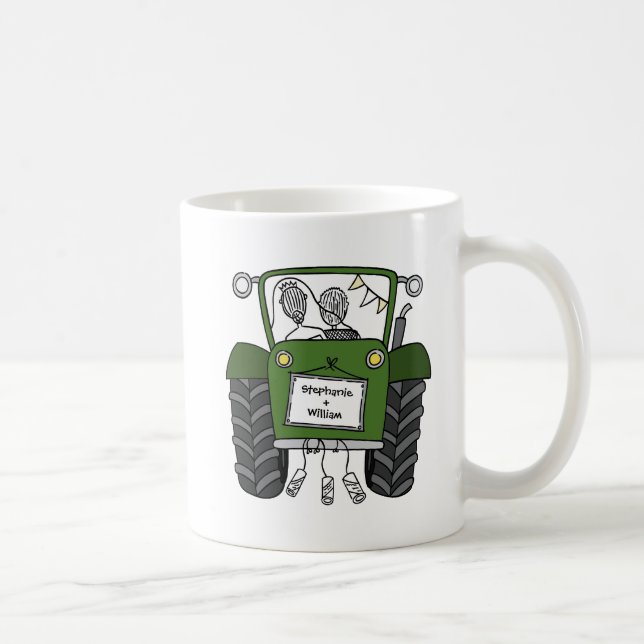Personalised Green Tractor Country Wedding Gift Coffee Mug (Right)