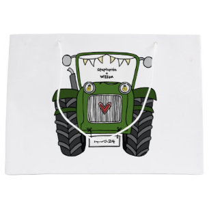 Personalised Green Tractor Country Wedding Gift Large Gift Bag