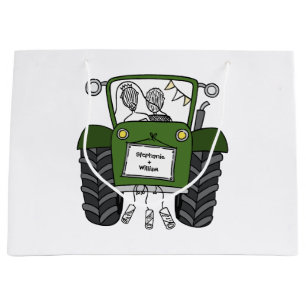 Personalised Green Tractor Country Wedding Gift Large Gift Bag
