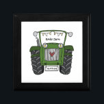 Personalised Green Tractor Farm Wedding Bridesmaid Gift Box<br><div class="desc">A tractor country farm wedding gift which can be personalised.
If you would like to change the size or font please click on the edit button to customise further.
The bunting in the tractor is in a subtle cream and white.</div>