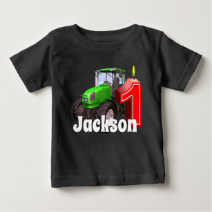 Personalised  Green Tractor  First Birthday Baby T-Shirt