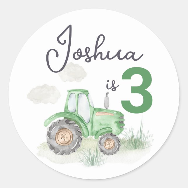 Personalised Green Tractor Stickers (Front)