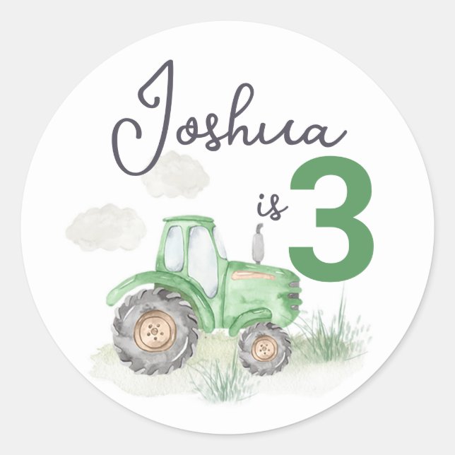 Personalised Green Tractor Stickers (Front)