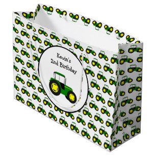 Personalised Green Tractors Large Gift Bag