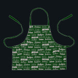 Personalised Green Typography Name Collage Kids Apron<br><div class="desc">A festive green Christmas apron decorated in nine different fonts spelling your last name in white. Cute custom kids gift with fun typography.</div>