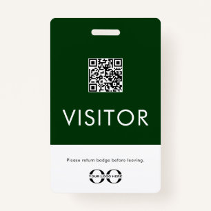 Personalised Green Visitor Badge with QR Code ID Badge