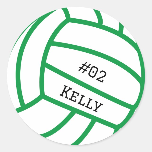 Personalised Green Volleyball Stickers (Front)