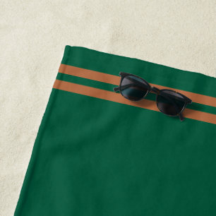 Personalised Green w/ Brown Stripes Beach Towel