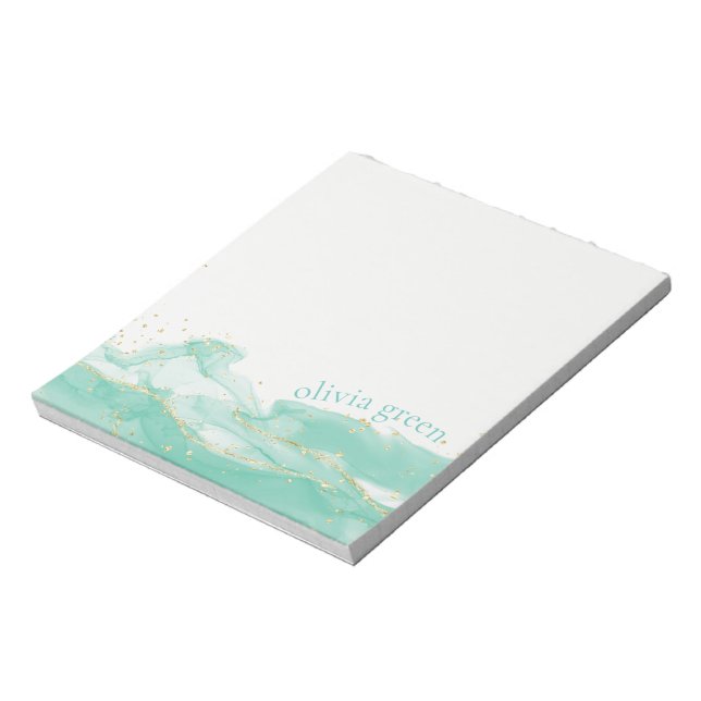  Personalised Green Watercolor Turquoise Notepad (Rotated)