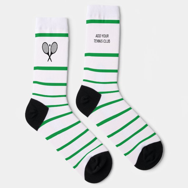 Personalised Green White Stripe Tennis Racket Socks (Right)