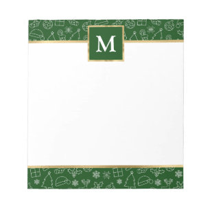 Personalised Green with Gold Accents Christmas Notepad