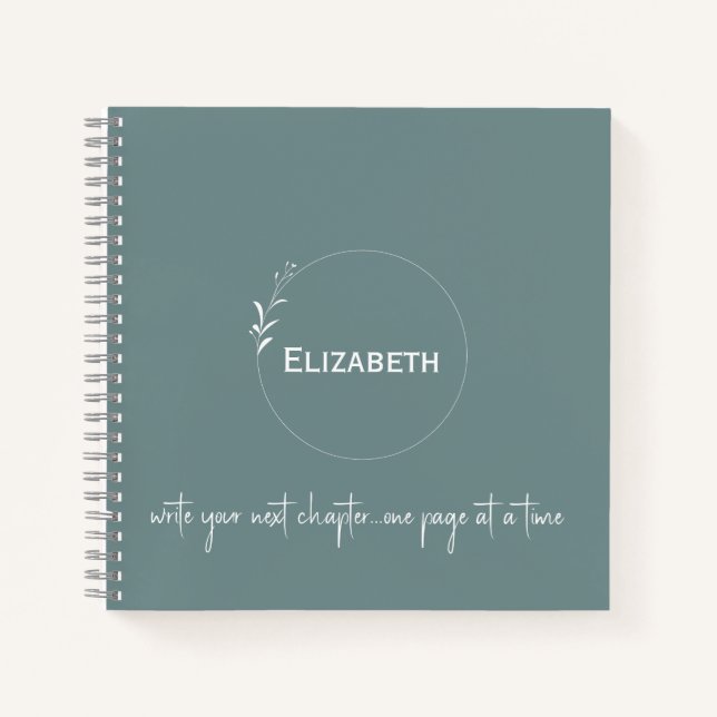 Personalised Green "Write Your Next Chapter" Notebook (Front)