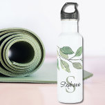 Personalised Greenery 710 Ml Water Bottle<br><div class="desc">This personalised water bottle is decorated with botanical watercolor foliage in shades of green.
Easily customisable with your name and monogram.
Original Watercolor © Michele Davies.</div>