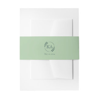 Personalised Greenery and Monogram Wedding Invitation Belly Band