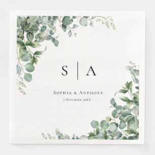 Personalised Greenery Australia Wedding Napkins