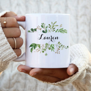 Personalised Greenery Bridesmaid Gift Coffee Mug