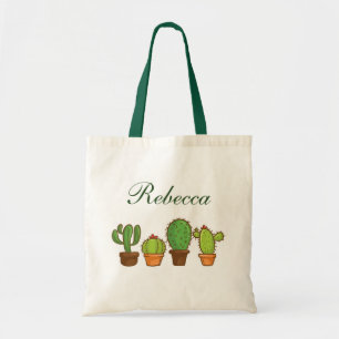 Personalised Greenery Cactus Plants Tote Bag