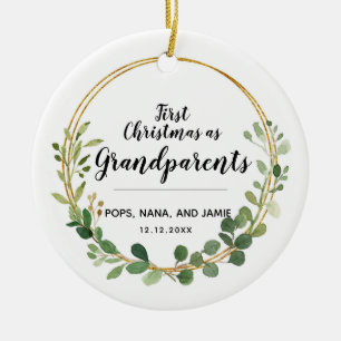 Personalised Greenery Christmas as Grandparents Ceramic Tree Decoration