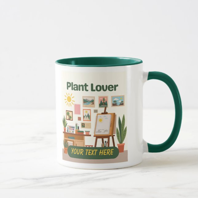 Personalised Greenery & Creative Workspace Design Mug (Right)
