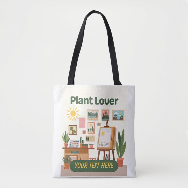 Personalised Greenery & Creative Workspace Design Tote Bag (Front)