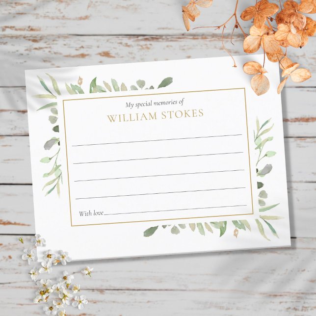 Personalised Greenery Funeral Share A Memory Card (Creator Uploaded)
