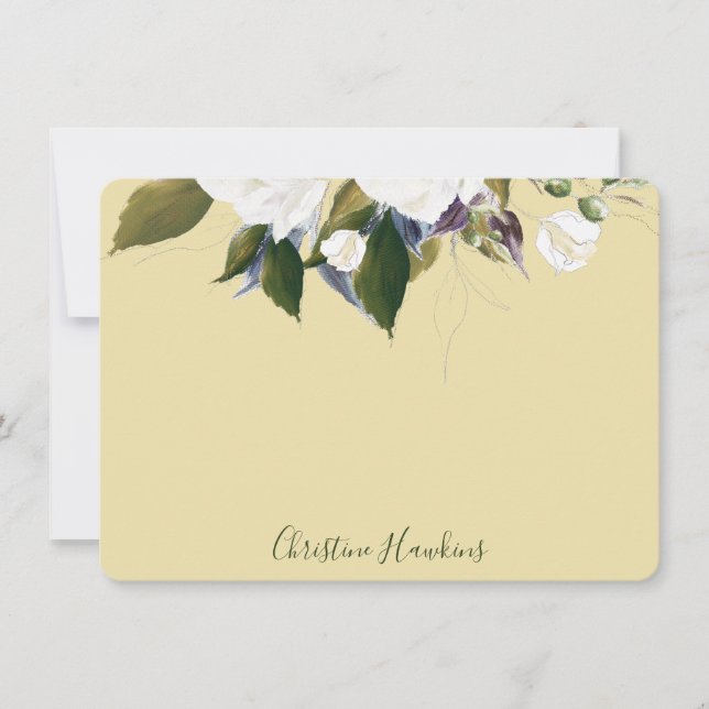 Personalised Greenery Leaves Watercolor Elegant Card (Front)