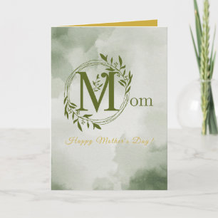 Personalised Greenery Monogram Mum Mothers Day Card