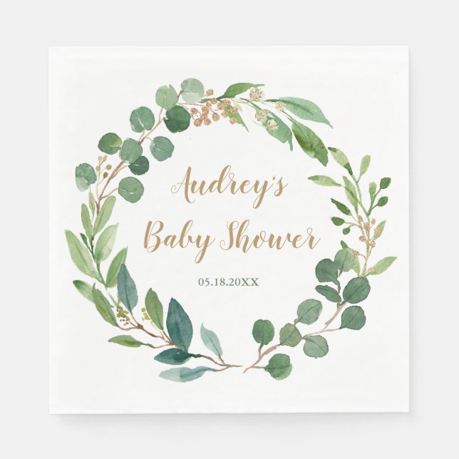 Personalised Greenery Party Napkins (Front)