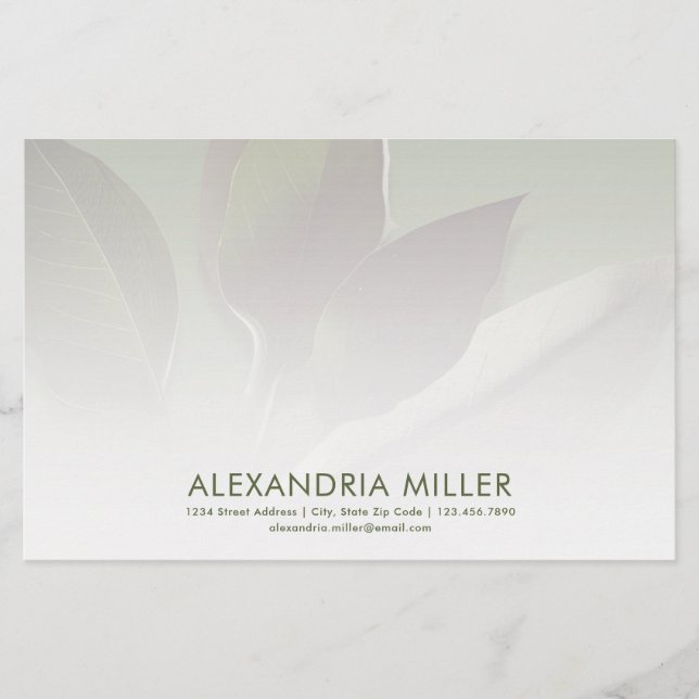 Personalised Greenery Stationery with Contact Info (Front)
